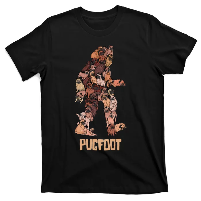 Pugfoot Pug Bigfoot Funny Pugs Sasquatch Dog Pun T-Shirt