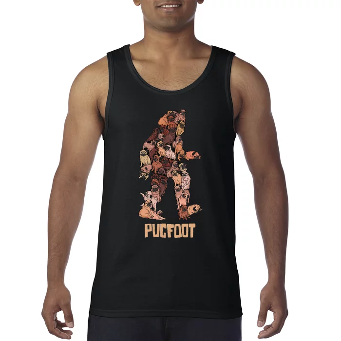 Pugfoot Pug Bigfoot Funny Pugs Sasquatch Dog Pun Tank Top