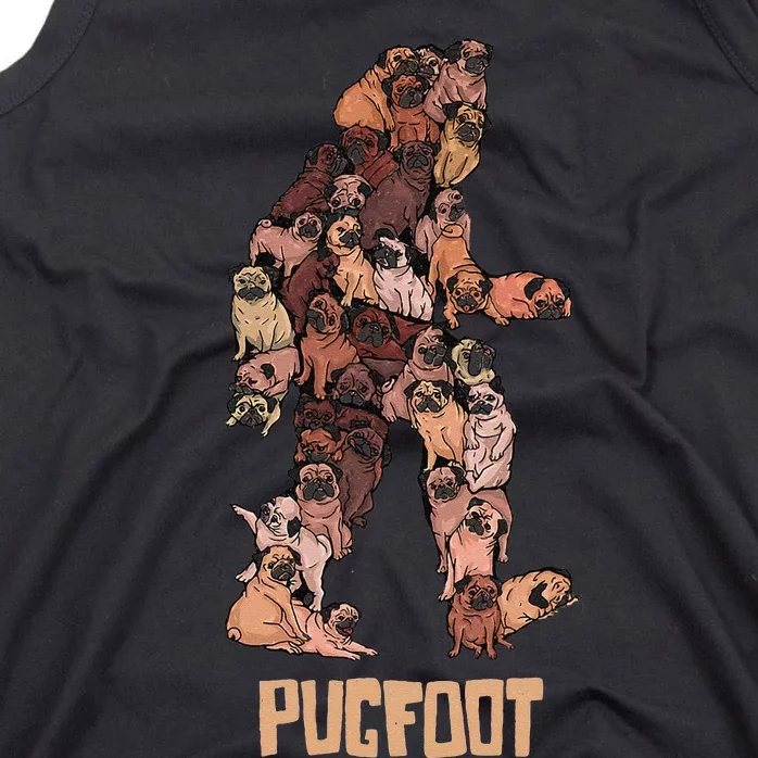 Pugfoot Pug Bigfoot Funny Pugs Sasquatch Dog Pun Tank Top