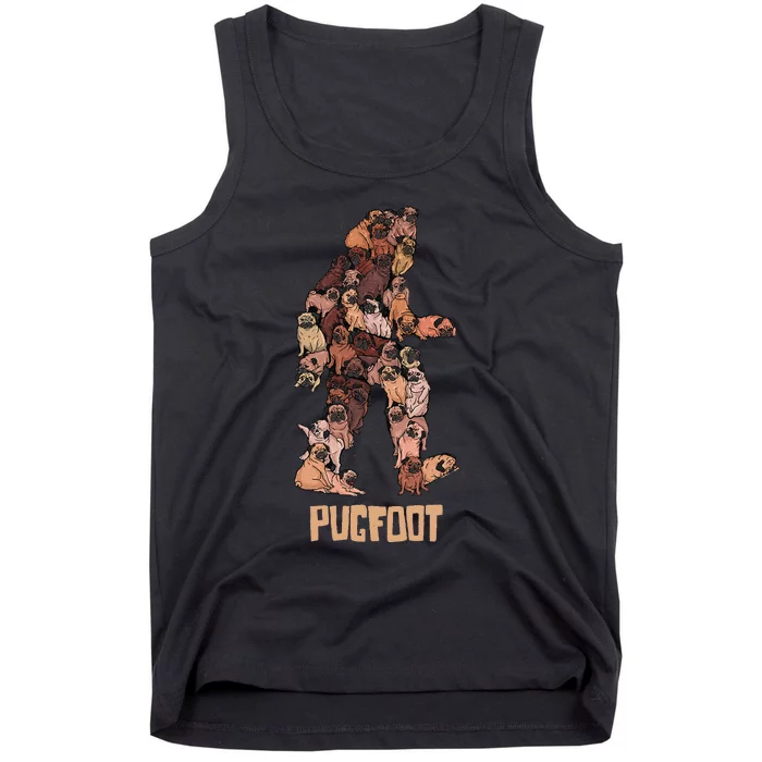 Pugfoot Pug Bigfoot Funny Pugs Sasquatch Dog Pun Tank Top