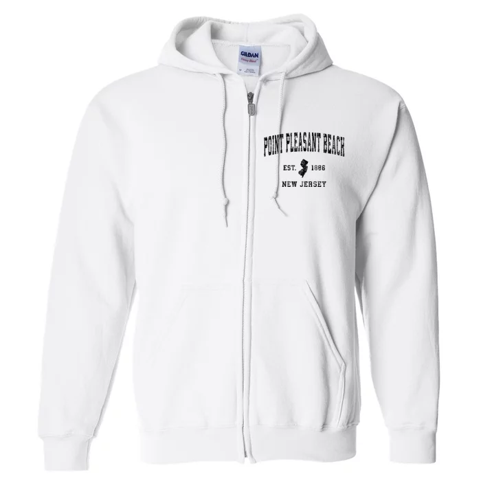 Point Pleasant Beach New Jersey Nj Vintage Established Sports Full Zip Hoodie