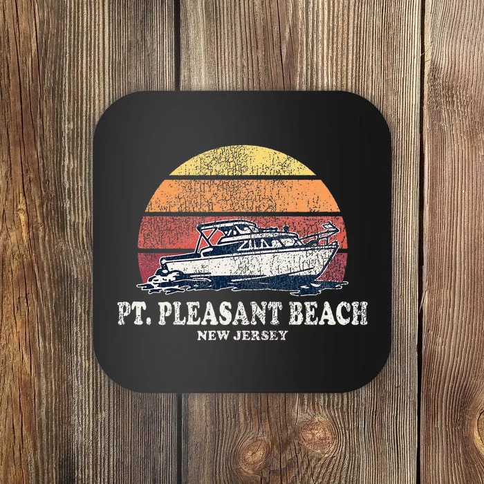 Point Pleasant Beach Nj Vintage Boating 70s Retro Boat Desig Coaster