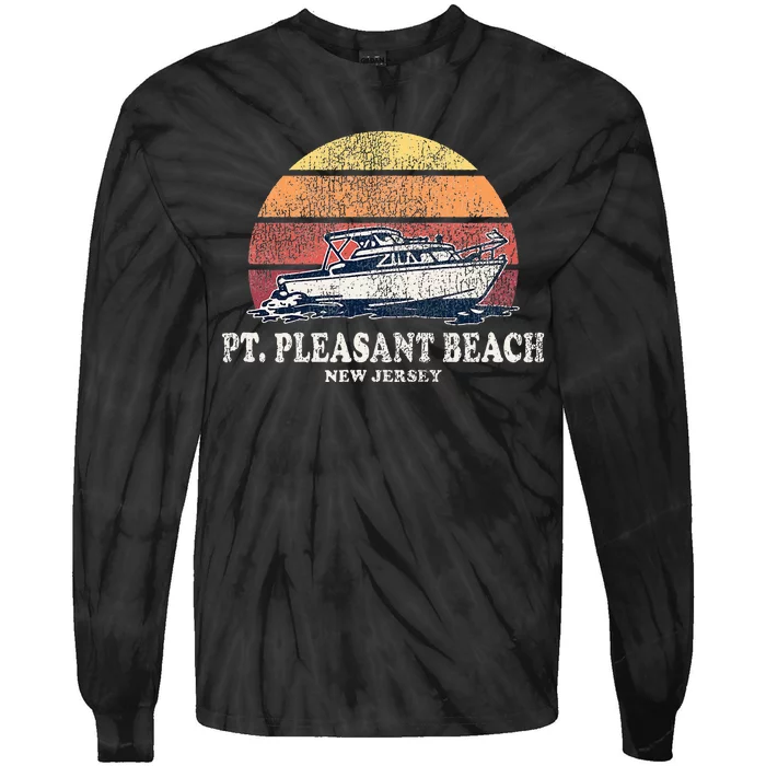 Point Pleasant Beach Nj Vintage Boating 70s Retro Boat Desig Tie-Dye Long Sleeve Shirt