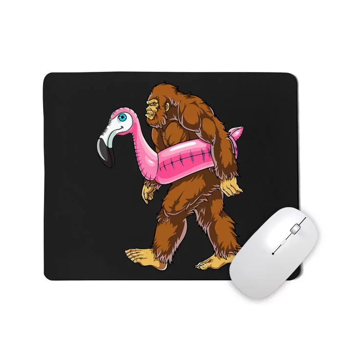 Pool Party Bigfoot Flamingo Wo Sasquatch Pink Float Mousepad