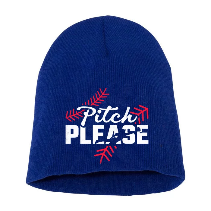 Pitch Please Baseball Cute Gift Short Acrylic Beanie