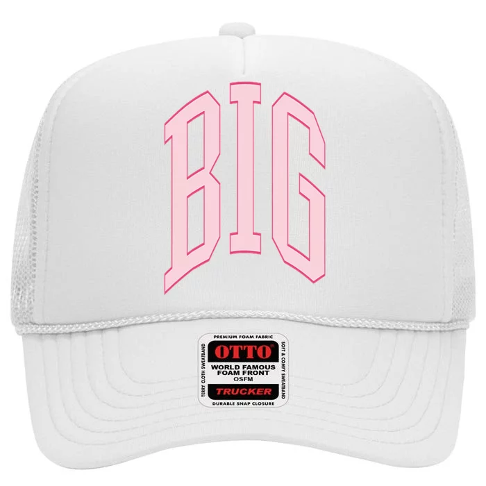 Preppy Pink Big Little Sorority High Crown Mesh Trucker Hat