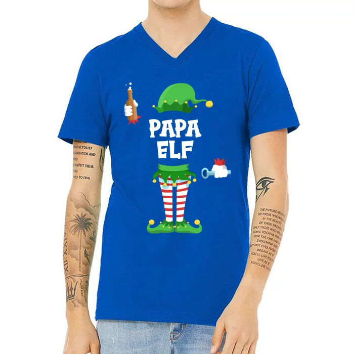 Papa Partnerlook Bier Saufen Weihnachten Familien Gift V-Neck T-Shirt