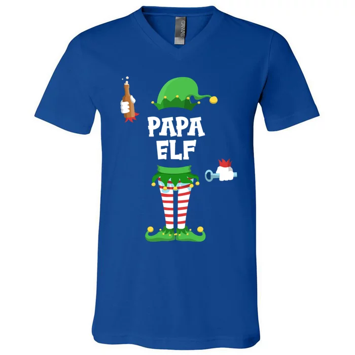 Papa Partnerlook Bier Saufen Weihnachten Familien Gift V-Neck T-Shirt