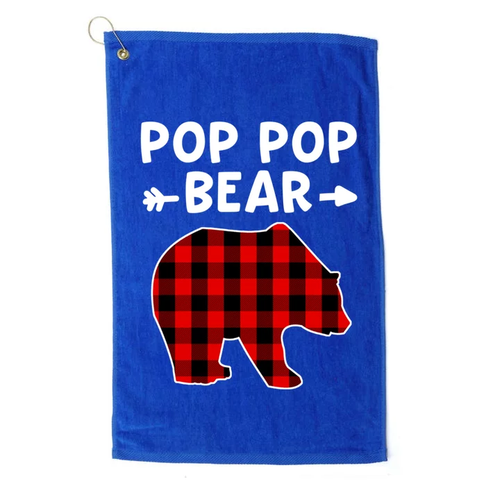 Pop Pop Bear Red Black Plaid Bear Christmas Promoted Grandpa Gift Platinum Collection Golf Towel