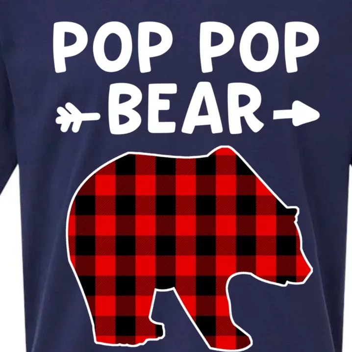 Pop Pop Bear Red Black Plaid Bear Christmas Promoted Grandpa Gift Sueded Cloud Jersey T-Shirt