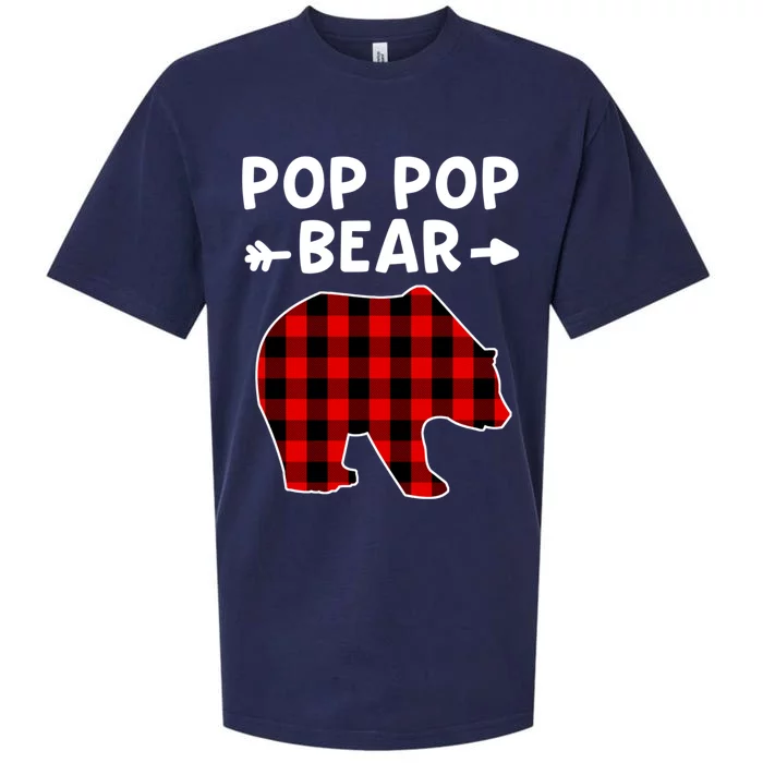 Pop Pop Bear Red Black Plaid Bear Christmas Promoted Grandpa Gift Sueded Cloud Jersey T-Shirt