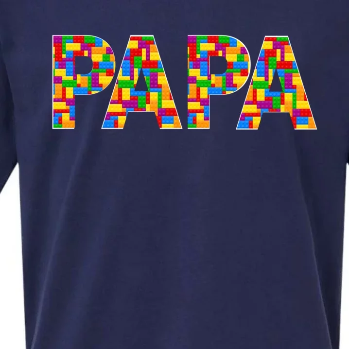 Papa Parent Brick Master Builder Building Blocks Set Family Meaningful Gift Sueded Cloud Jersey T-Shirt