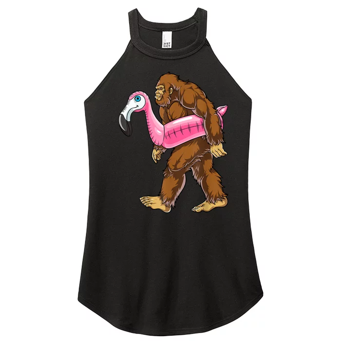 Pool Party Bigfoot Flamingo Men Women Sasquatch Pink Float Women’s Perfect Tri Rocker Tank