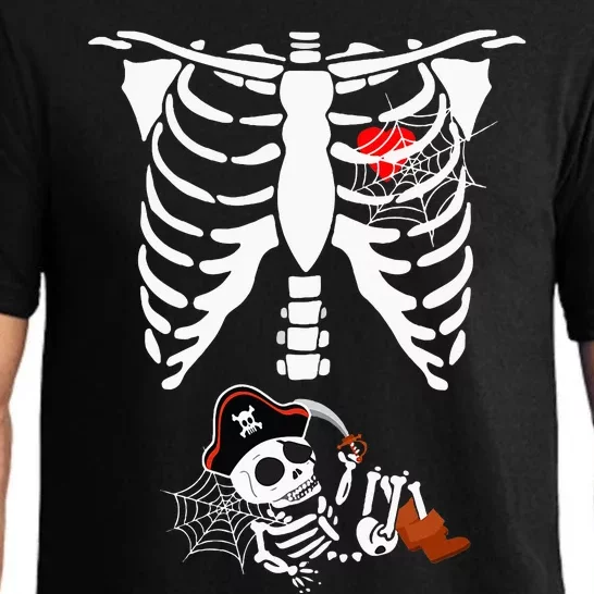 Pregnancy Pirate Baby Skeleton X ray Halloween Costume Pajama Set