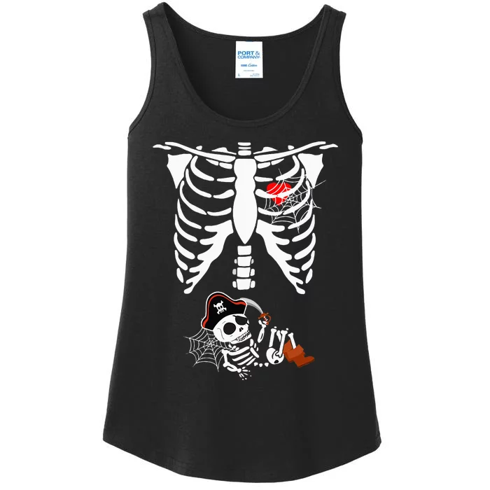 Pregnancy Pirate Baby Skeleton X ray Halloween Costume Ladies Essential Tank