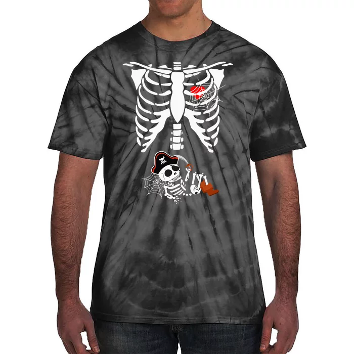 Pregnancy Pirate Baby Skeleton X ray Halloween Costume Tie-Dye T-Shirt