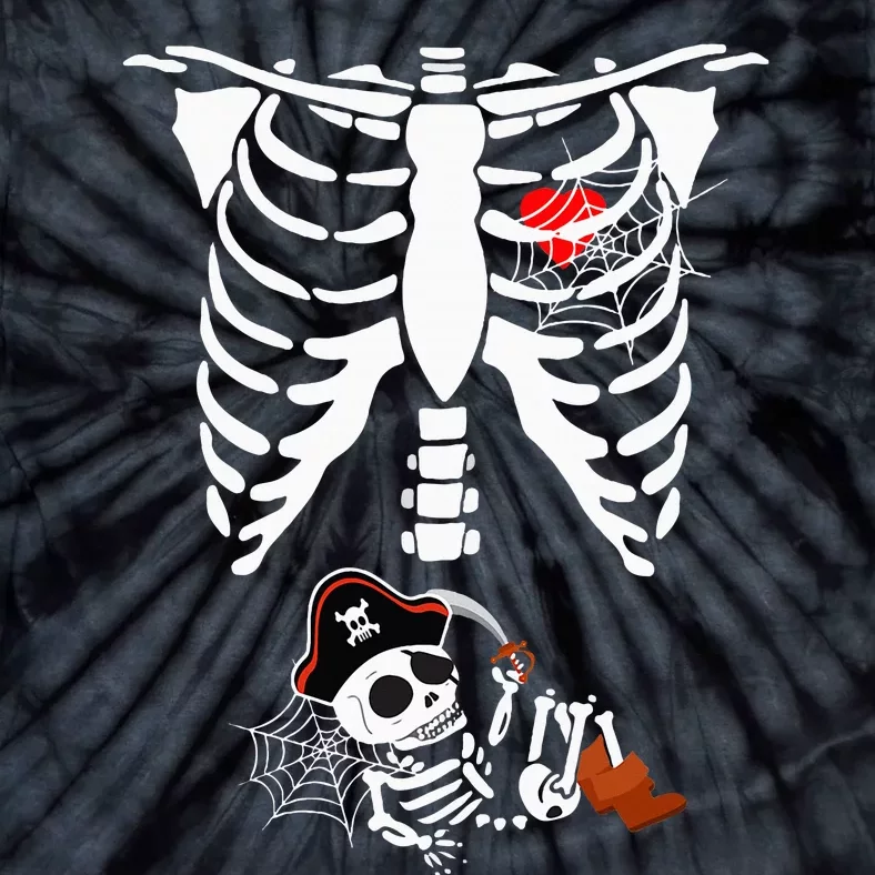 Pregnancy Pirate Baby Skeleton X ray Halloween Costume Tie-Dye T-Shirt