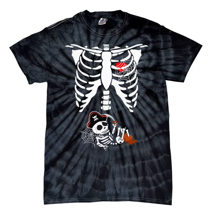 Pregnancy Pirate Baby Skeleton X ray Halloween Costume Tie-Dye T-Shirt