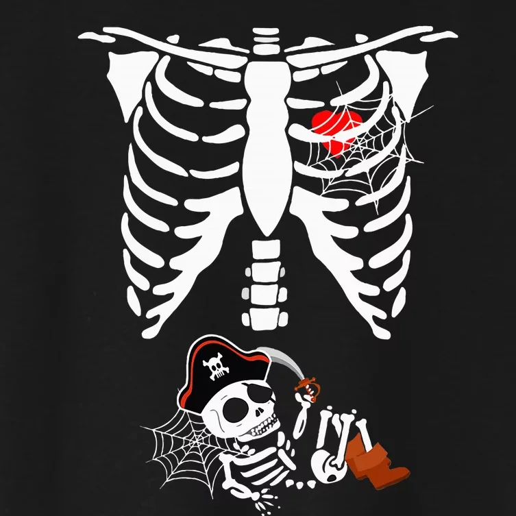 Pregnancy Pirate Baby Skeleton X ray Halloween Costume Women's Crop Top Tee