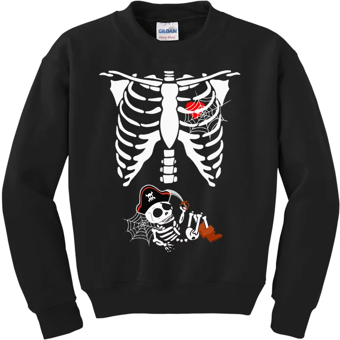 Pregnancy Pirate Baby Skeleton X ray Halloween Costume Kids Sweatshirt