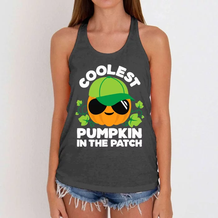 Pumpkin Patch Boy Or Girl Fall Coolest Halloween Women's Knotted Racerback Tank