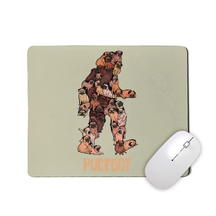 Pugfoot Pug Bigfoot Funny Pugs Sasquatch Dog Pun Mousepad