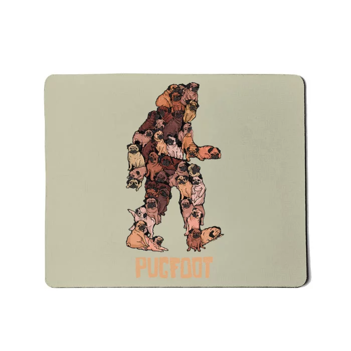 Pugfoot Pug Bigfoot Funny Pugs Sasquatch Dog Pun Mousepad