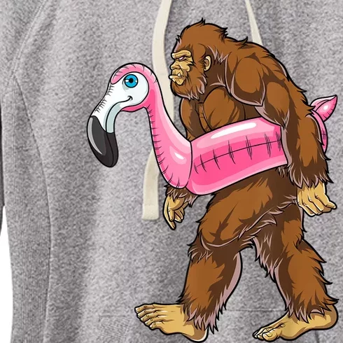 Pool Party Bigfoot Flamingo Sasquatch Pink Float Women's Fleece Hoodie