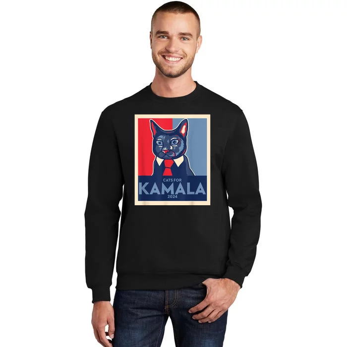 Politically Purrfect Cats For Kamala Harris 2024 President Tall Sweatshirt