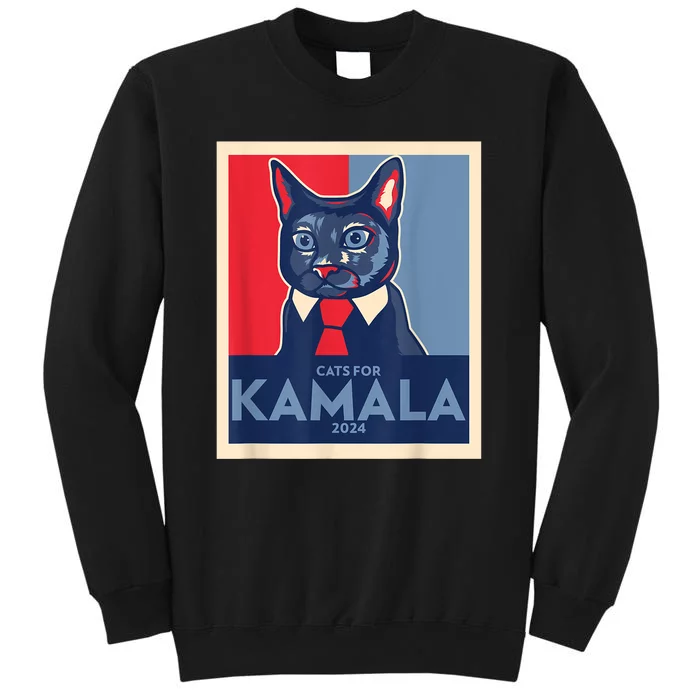 Politically Purrfect Cats For Kamala Harris 2024 President Tall Sweatshirt