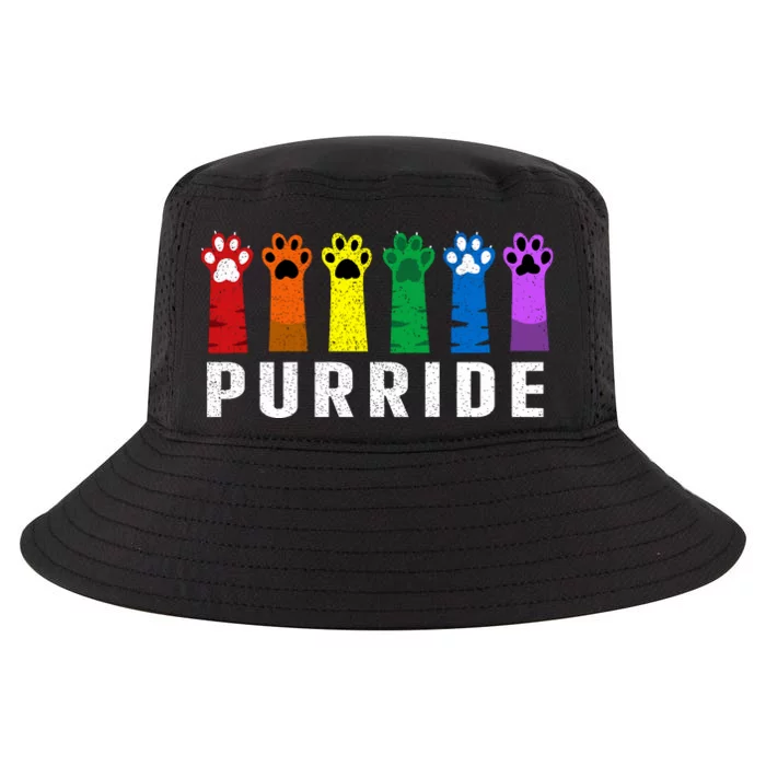 Purride Paw Cat Lgbt Gay Les Pride Rainbow Vintage Cute Cool Comfort Performance Bucket Hat