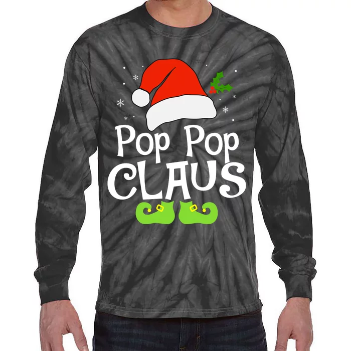 Pop Pop Claus Matching Family Christmas 2022 Costume Santa Tie-Dye Long Sleeve Shirt