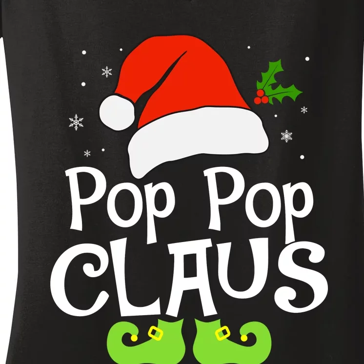 Pop Pop Claus Matching Family Christmas 2022 Costume Santa Women's V-Neck T-Shirt