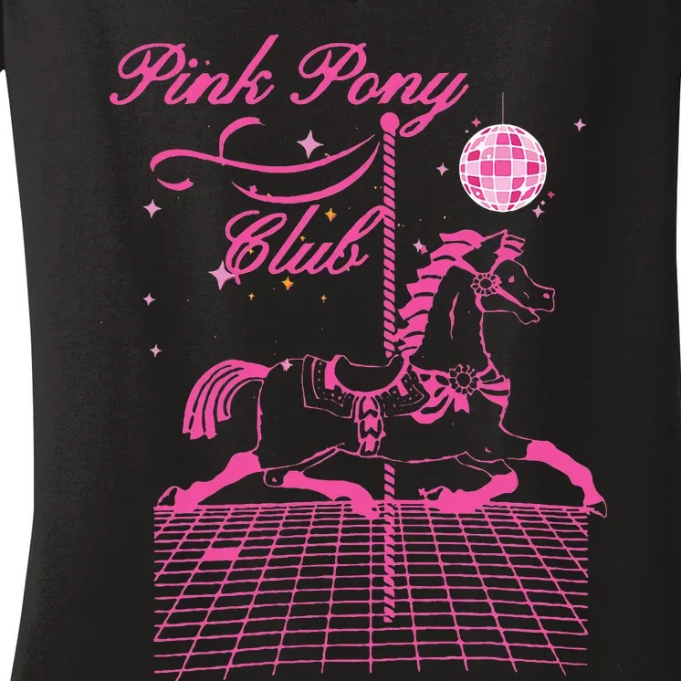 Pink Pony Club Groovy Girl Birthday Cowgil Women's V-Neck T-Shirt