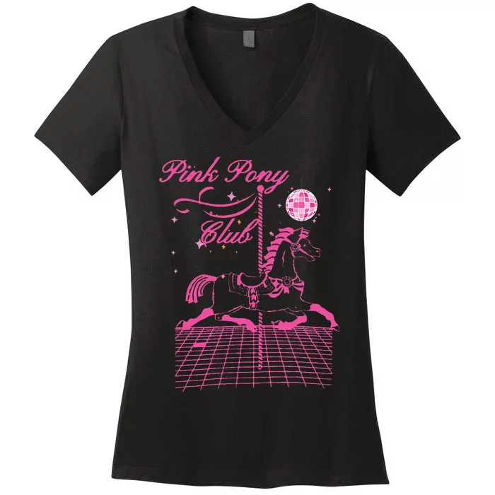 Pink Pony Club Groovy Girl Birthday Cowgil Women's V-Neck T-Shirt