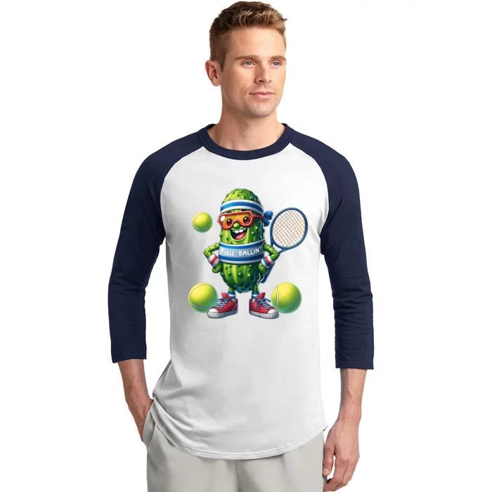 Pickleball Pickle Cucumber Fertation Pickles Cool Gift Baseball Sleeve Shirt