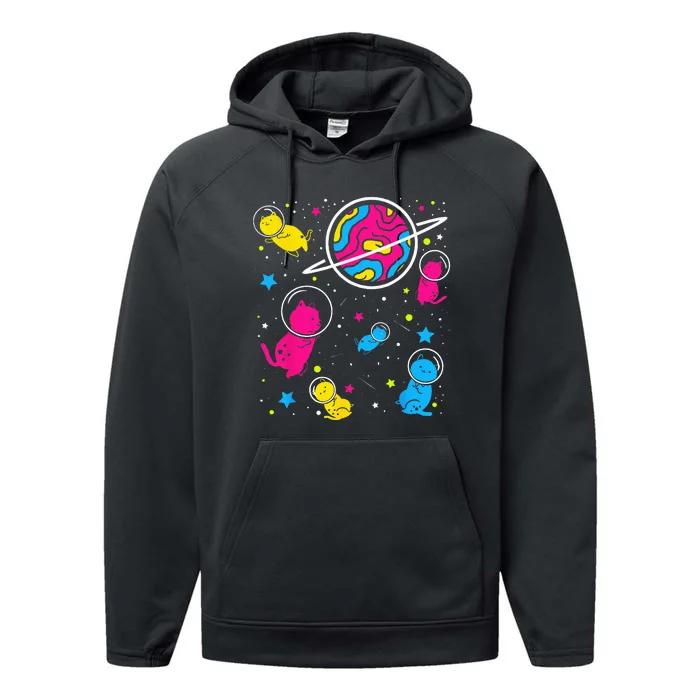 Pan Pride Cat In Space Pansexual Performance Fleece Hoodie