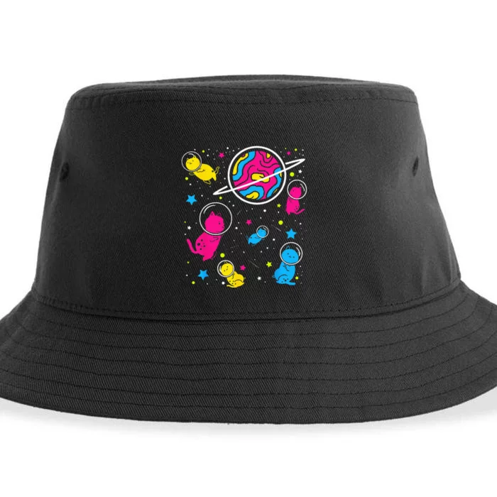 Pan Pride Cat In Space Pansexual Sustainable Bucket Hat