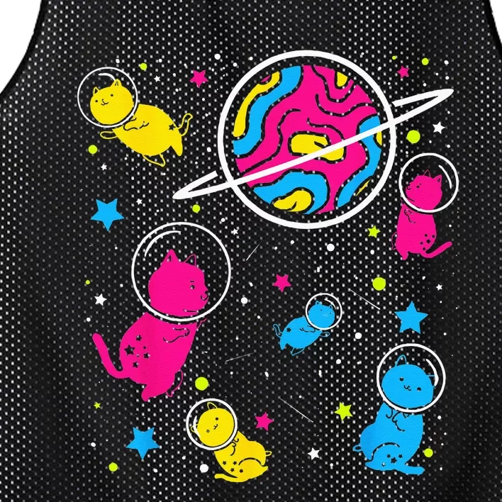 Pan Pride Cat In Space Pansexual Mesh Reversible Basketball Jersey Tank