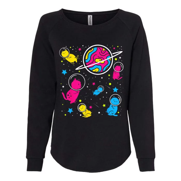 Pan Pride Cat In Space Pansexual Womens California Wash Sweatshirt