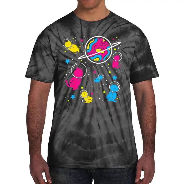 Pan Pride Cat In Space Pansexual Tie-Dye T-Shirt