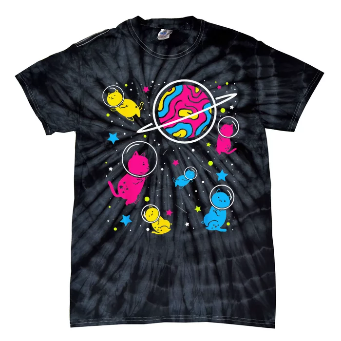 Pan Pride Cat In Space Pansexual Tie-Dye T-Shirt