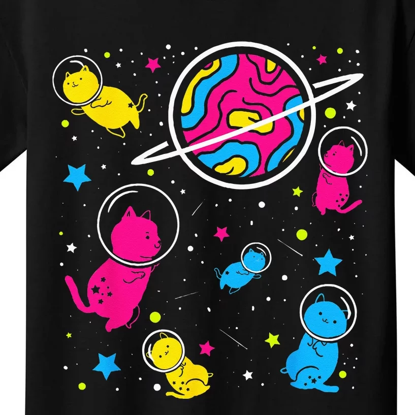 Pan Pride Cat In Space Pansexual Kids T-Shirt