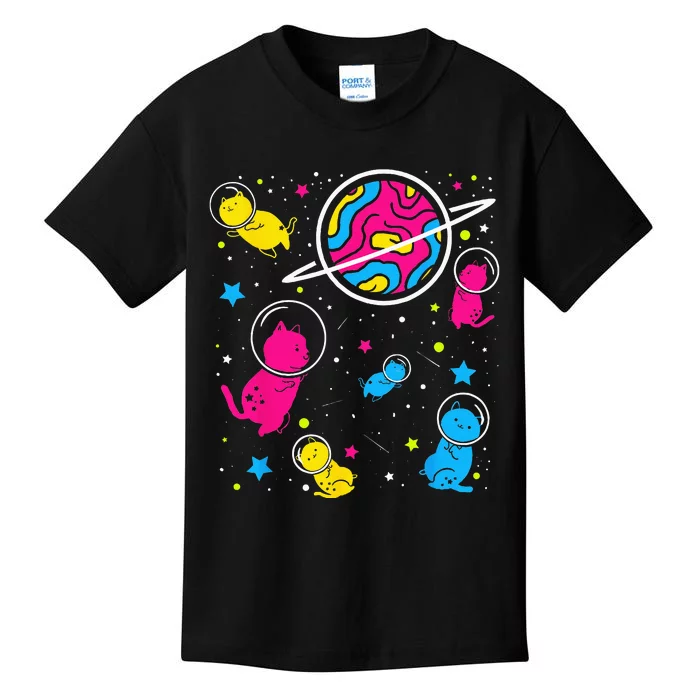 Pan Pride Cat In Space Pansexual Kids T-Shirt