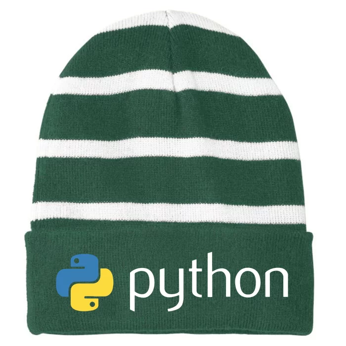 Python Programmer Computer Developers Tee Striped Beanie with Solid Band