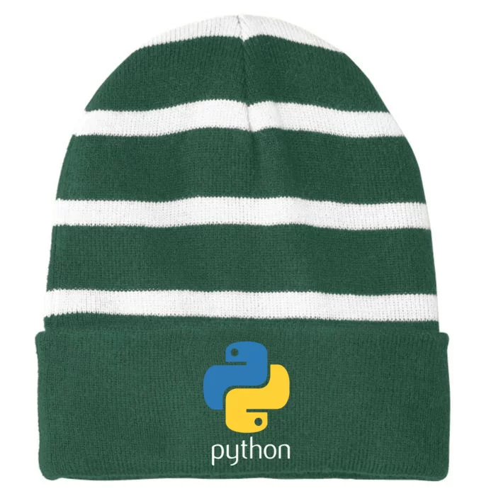 Python Programmer Computer Developers Tee Striped Beanie with Solid Band