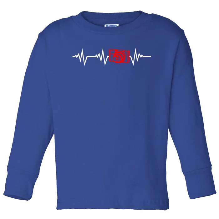 Photographing Photographer Camer Heartbeat Gift Toddler Long Sleeve Shirt