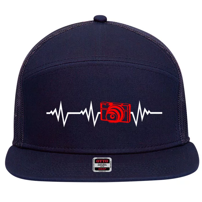 Photographing Photographer Camer Heartbeat Gift 7 Panel Mesh Trucker Snapback Hat