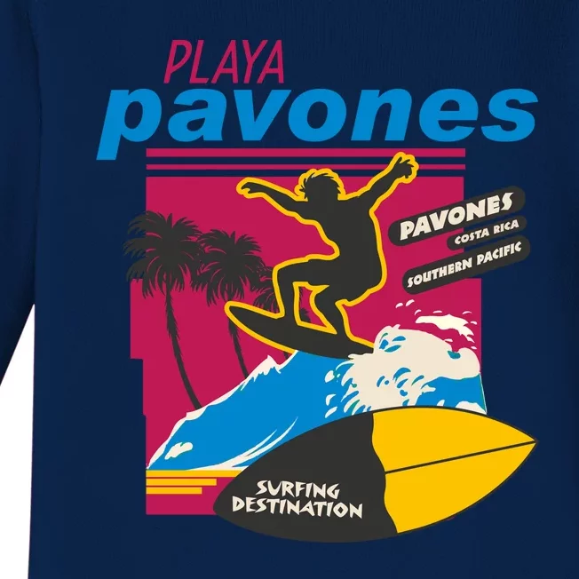 Playa Pavones Costa Rica Surfer Baby Long Sleeve Bodysuit