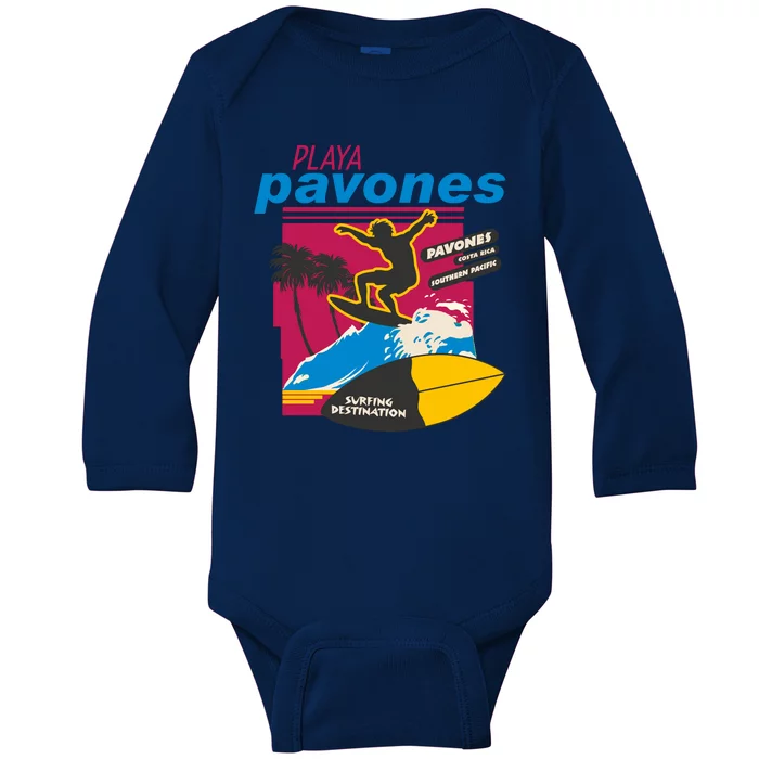 Playa Pavones Costa Rica Surfer Baby Long Sleeve Bodysuit